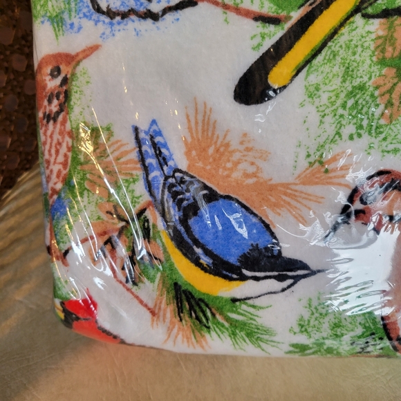 NWT Retro Woodlands Bird Blanket Twin Bedding Nature Theme. VTG Cabin Decor. - Picture 2 of 7